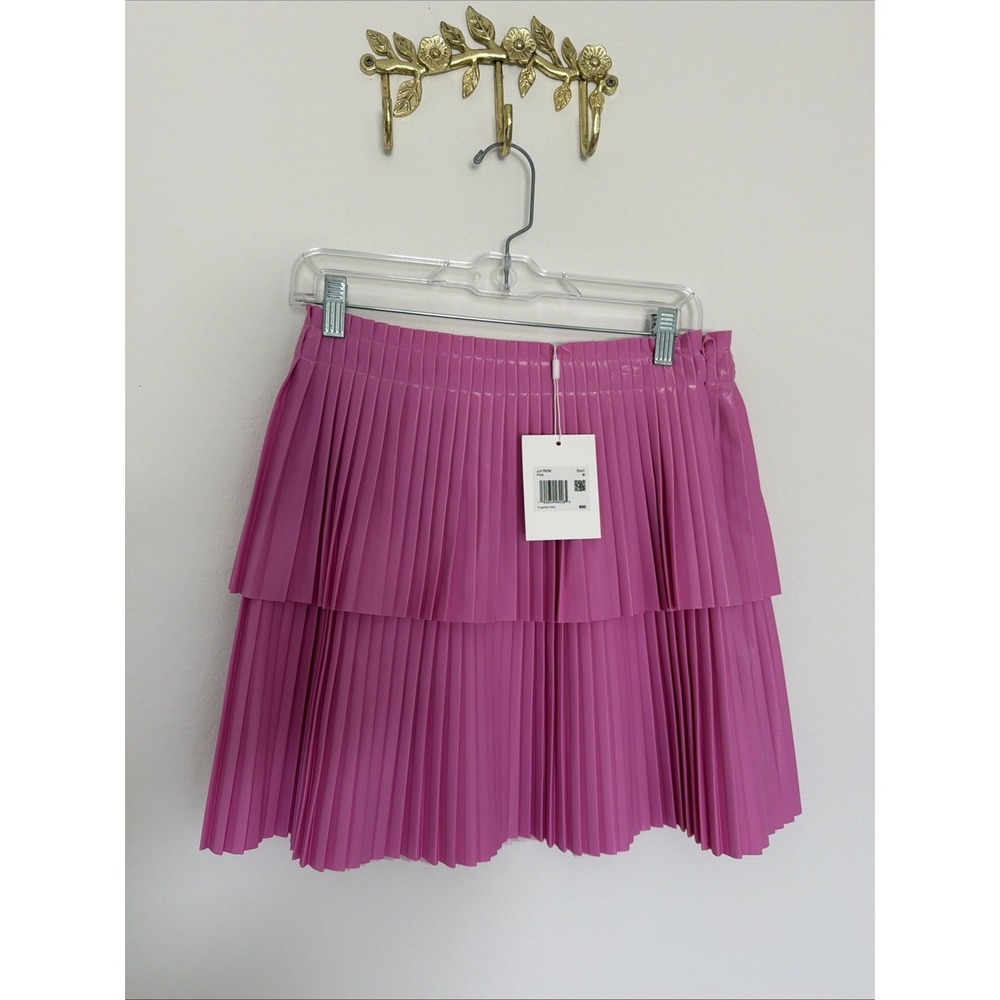 NWT Endless Rose Pink Shiny PU Pleated Mini Skirt Sz M